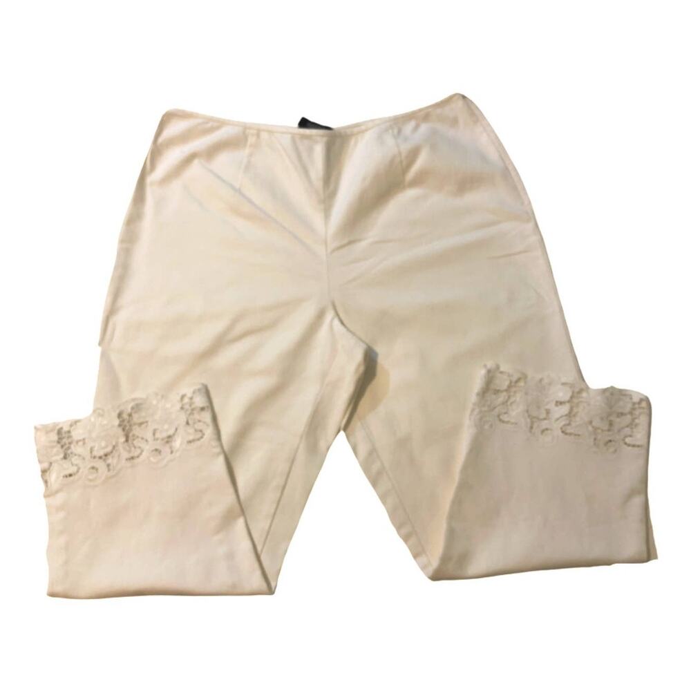 Peck & Peck White Crop pant with Lace detail, women size 14